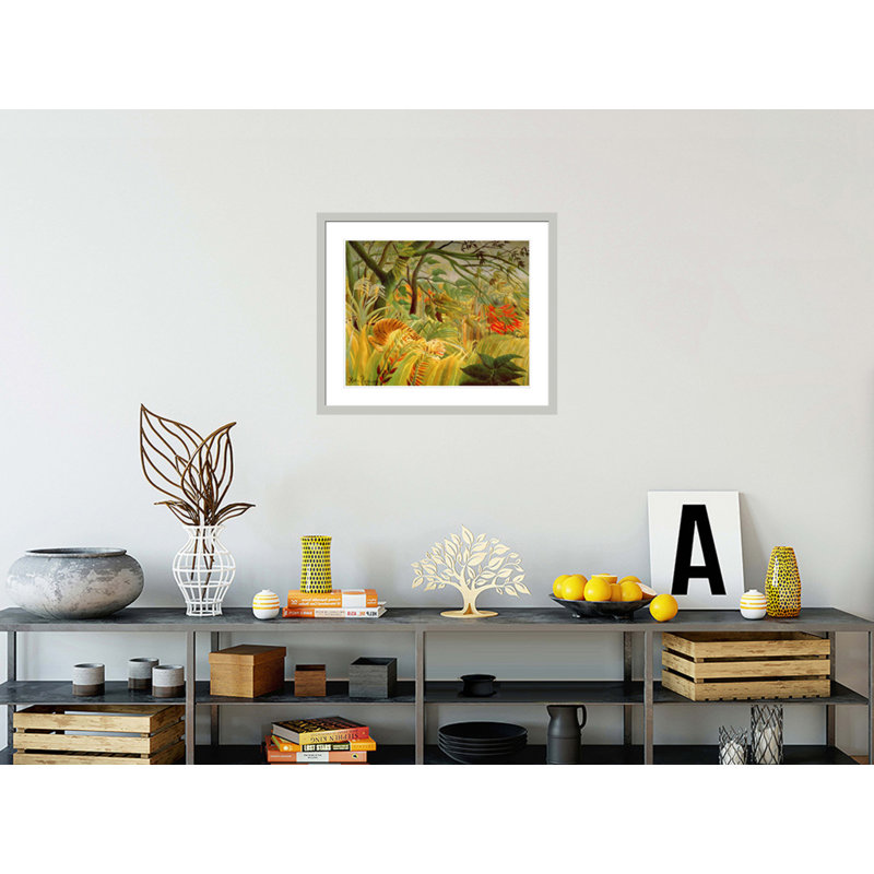 Tigre dans une tempête tropicale (Surpris!) Par Henri Rousseau - Impression numérique sur toile, H 23,5 po x l 28,02 po