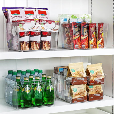 Extra-Large Clear Plastic Storage Bins, 11×11" Acrylic Cube Organizer With Handle For Pantry, Closet, Kitchen, Bathroom, Or Under-Sink Storage