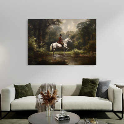 «Elegant Rider In Forest Classic Elegant Peaceful Dog Horse Forest Nature», reproduction d'art murale