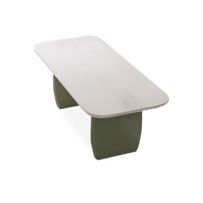 White Rectangular Solid Wood + Sintered Stone tabletop Dining Table, 29.53”H x 51.18”L x 31.50”W
