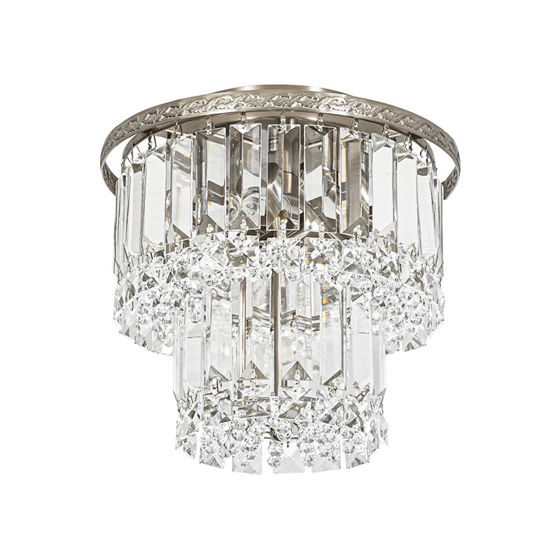Plafonnier encastré en cristal 3 lumières Luxury, Petit, H 7,9 po x l 9,8 po x P 9,8 po