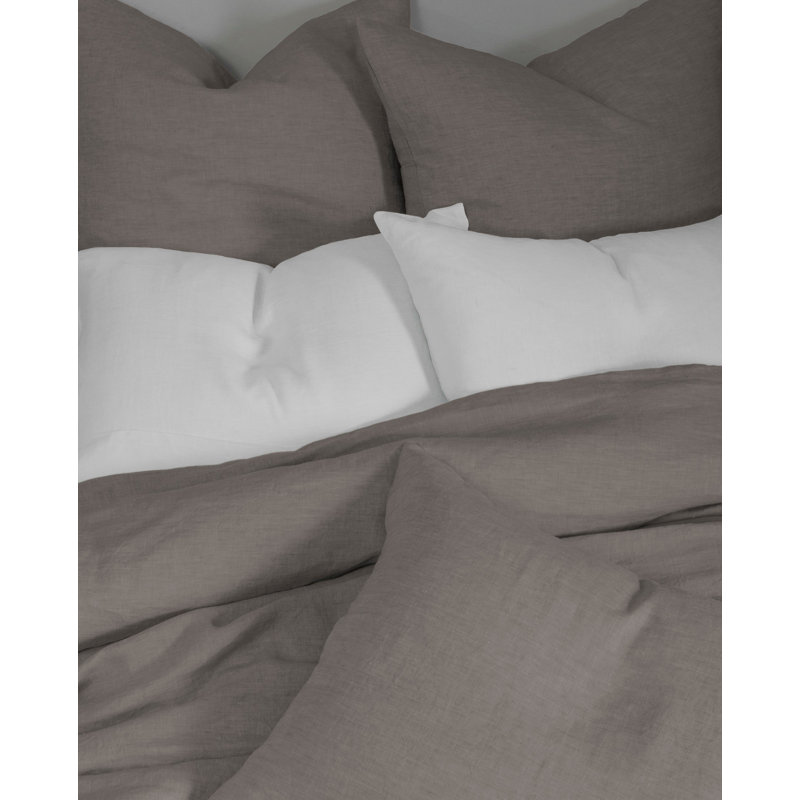 Darama Ash Grey Linen Sham, Standard, Camel