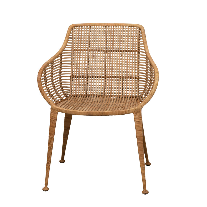 Hand-woven Rattan and Metal Arm Chair
