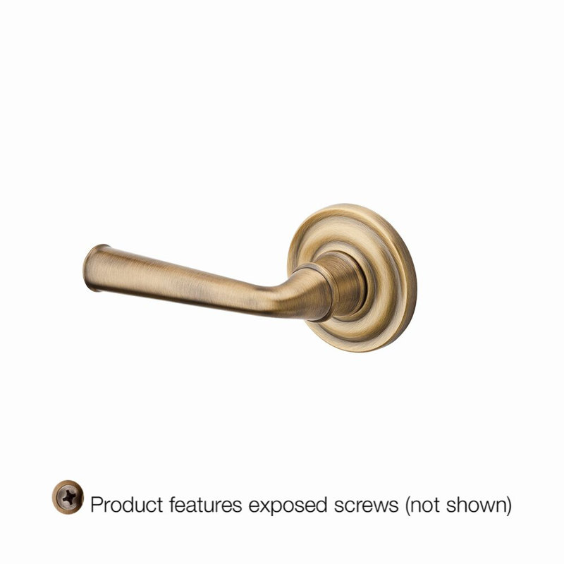 Federal Passage Door Lever with Traditional Round Rose, Left, Satin Nickel
