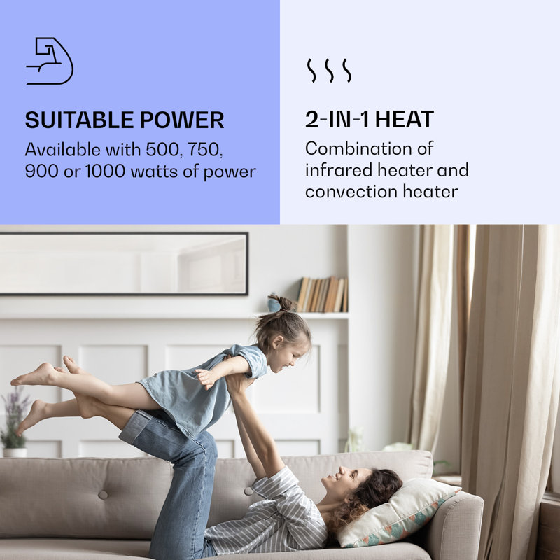 Klarstein 900W Electric High Efficiency Panel Space Heater with Adjustable Thermostat
