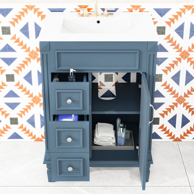 Meuble-lavabo avec lavabo, tiroirs et tablette réglable