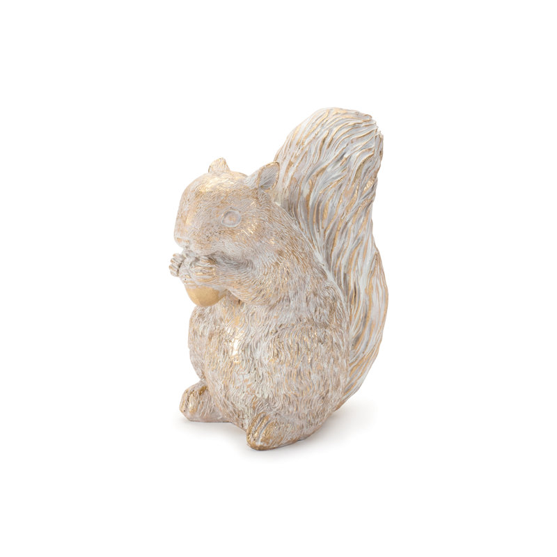 Etched Squirrel with Acorn Figurine