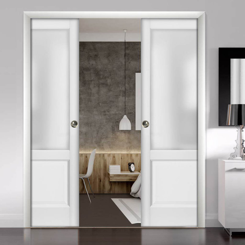 Portes coulissantes en verre givré Lucia, 64 po x 84 po