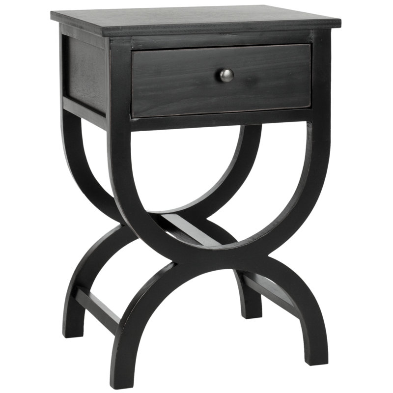 Cafar 116.13cm W Solid Wood Bedside Table, Black