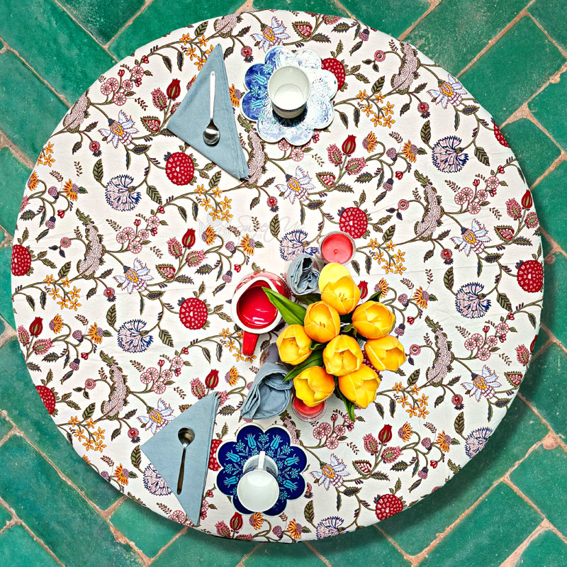 Erdemir Block Print Cotton Tablecloth
