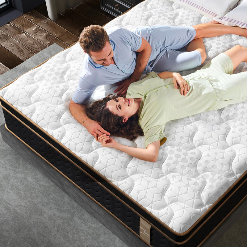 Grand matelas de 10 pouces, mousse viscoélastique gélifiée, ressorts ensachés individuels, stabilité des bords, respirant, agréable, isolation de mouvement approuvée, tissus pour la peau, chambre à coucher