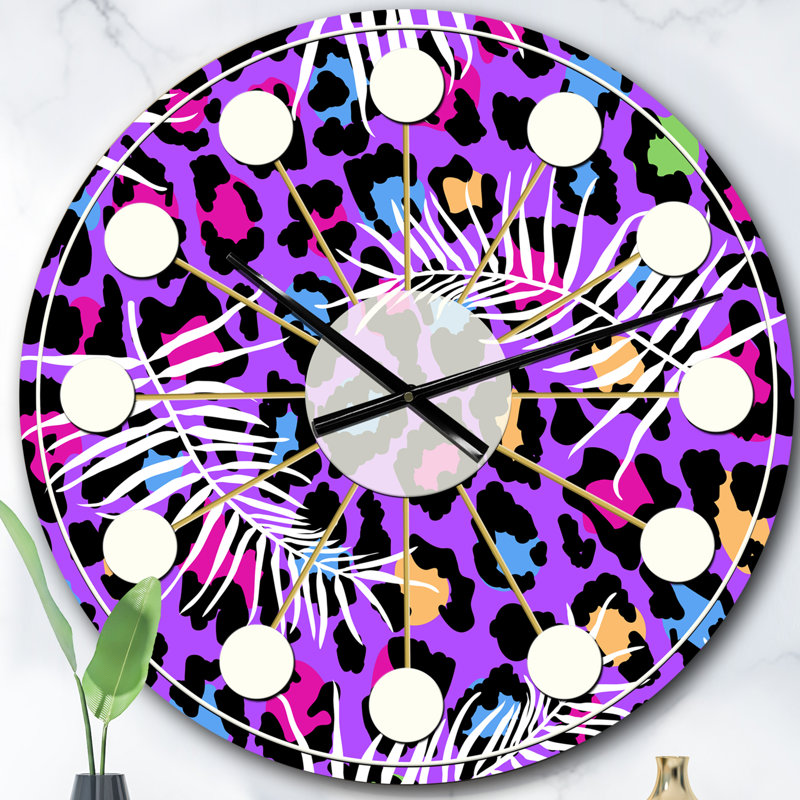Horloge murale Leopard Fur Safari V - Mid-Century, Surdimensionné