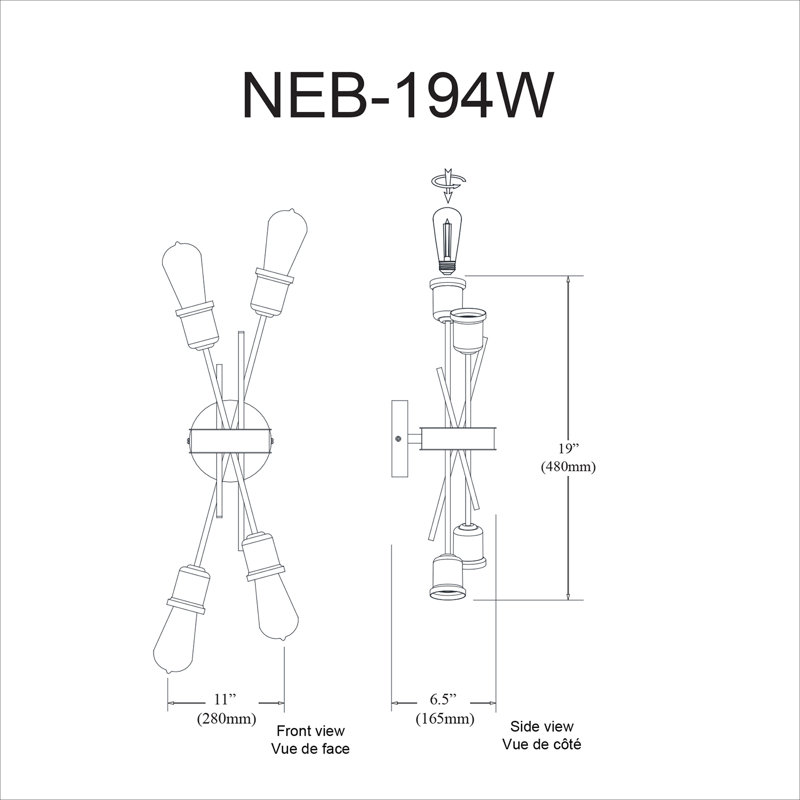 Applique murale 4 lumières Nebraska, Blanc mat