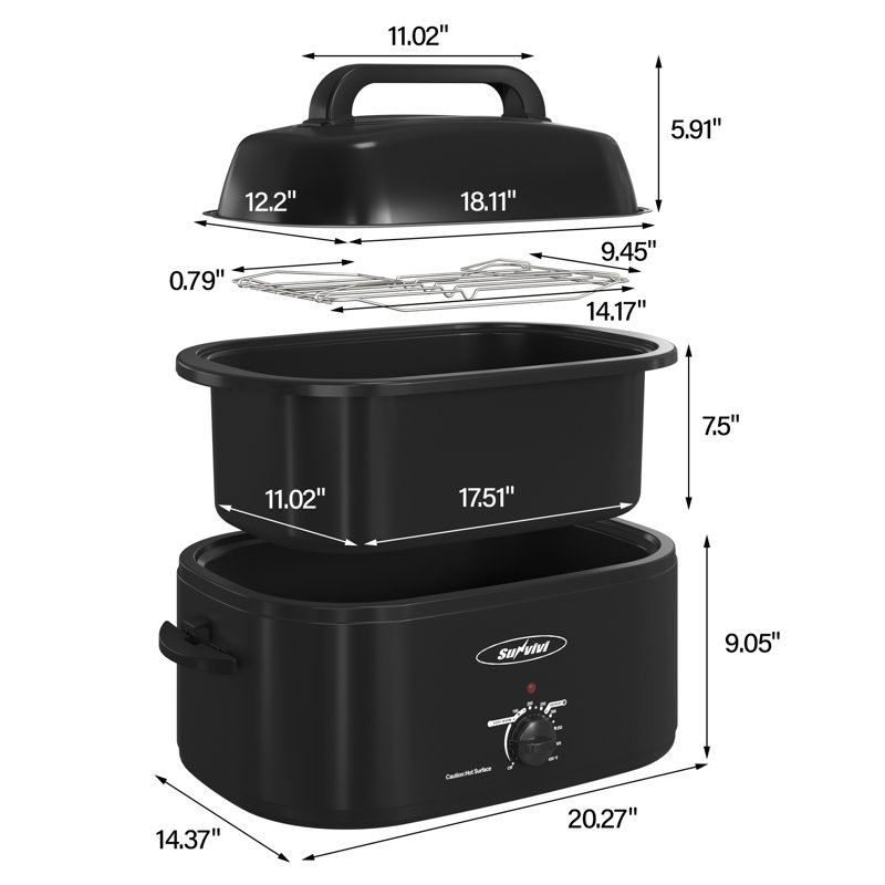 Electric Roaster Oven With Removable Pan, Black