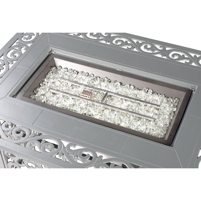 Justina Rectangle Aluminum Propane Smokeless Fire Pit Table with Hidden Fuel Tank