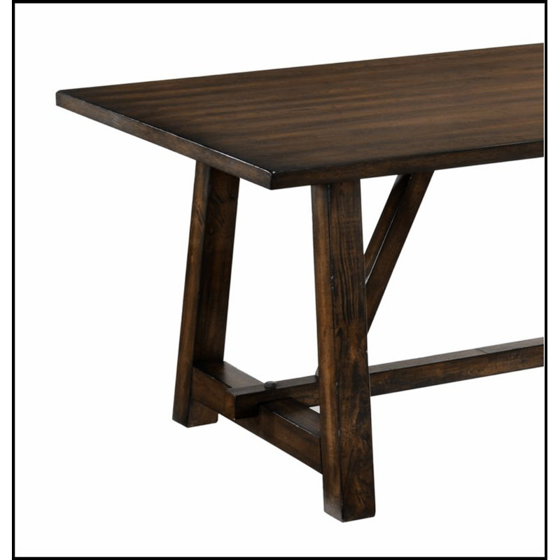 Table de salle à manger Kaelyn au fini chêne foncé avec base à tréteaux, parfaite pour les intérieurs modernes et rustiques, durable et élégante