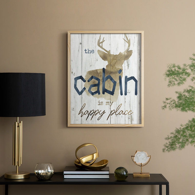 «Happy Place», reproduction encadrée en bois massif, H 21 po x l 17 po
