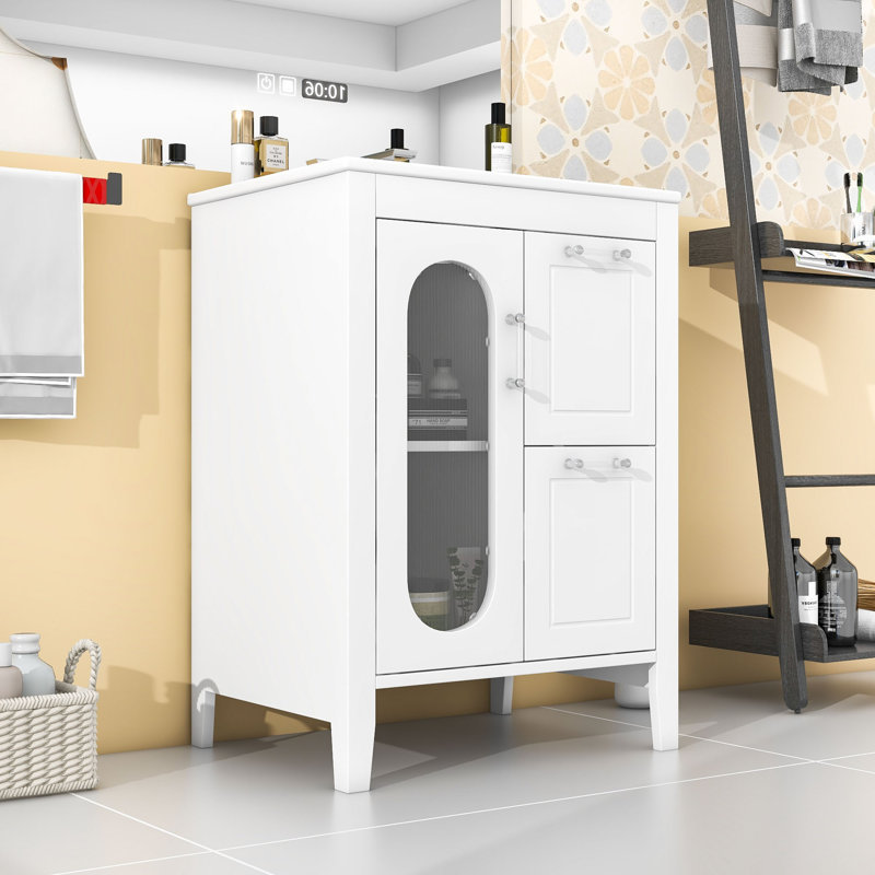 Meuble-lavabo sur pied simple 24 po avec plateau Nesya