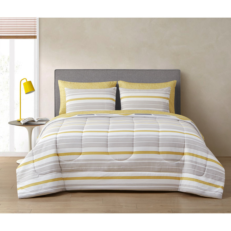 Ensemble de literie 7 pièces Kaiser, Édredon de très grande taille et 6 pièces suppl, Gris/Jaune
