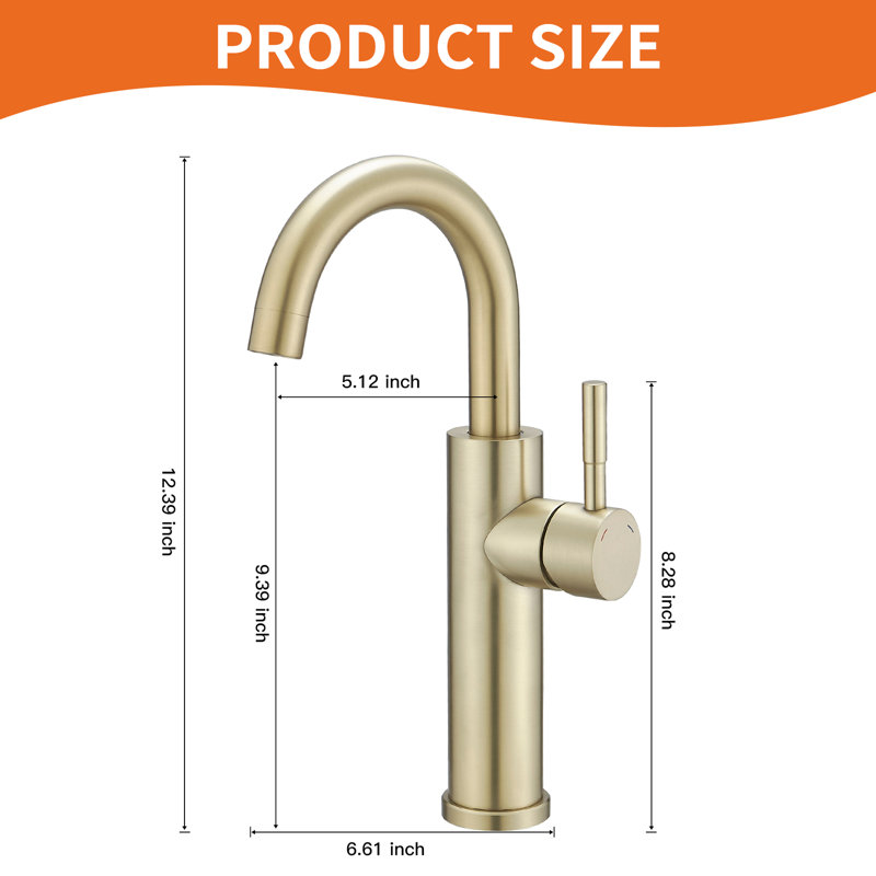 1 Single-handle Bathroom Faucet, Brushed Gold