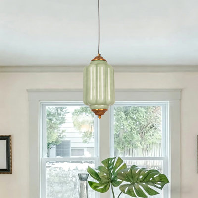 Luminaire suspendu vert en citrouille en verre vert, luminaire suspendu simple E26 avec cordon réglable