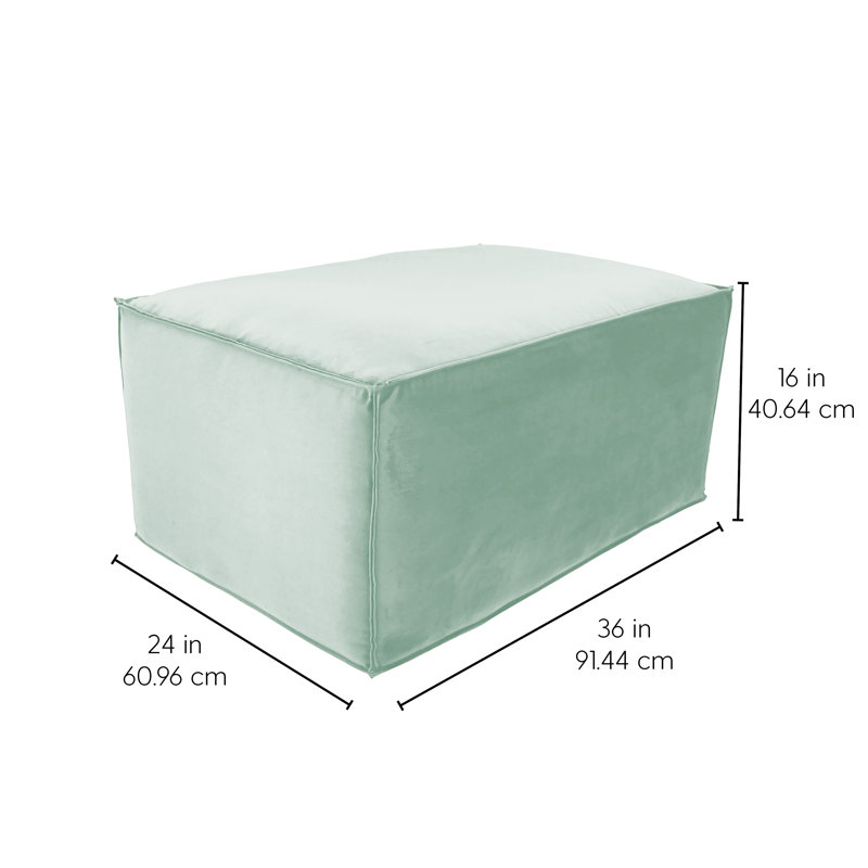 Repose-pieds rectangulaire en microfibre et vinyle rembourré 36 po x 24 po, H 16 po, Aloès