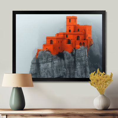 Winter Orange Monochrome Mountain Fortress - Fortresses Wall Art Living Room