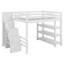Lit mezzanine avec escalier de rangement et tablettes, structure de lit mezzanine en bois massif avec petite armoire et lumière DEL-2018168927