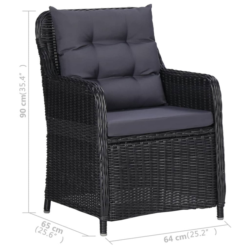 Ensemble repas 7 pièces Vidaxl - noir