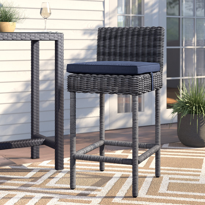 Tabouret de bar Modway Invite, Toile bleu marine Sunbrella®