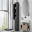 Grande armoire de rangement avec trois tiroirs pour salle de bain / bureau, noir-160109856