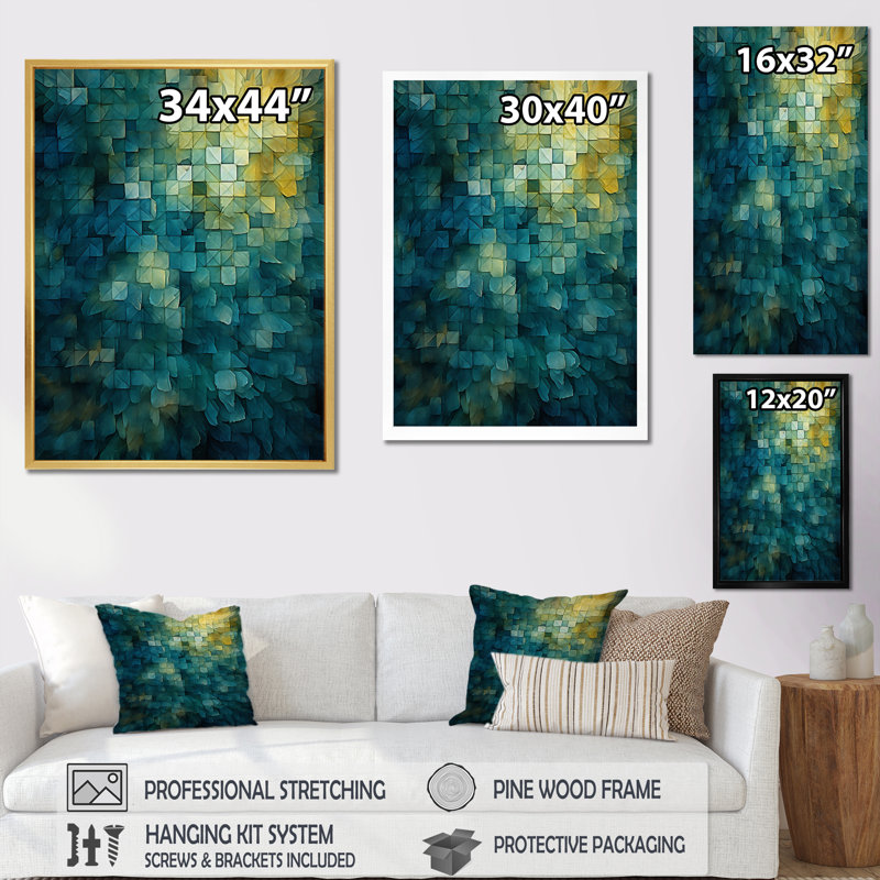 «California Sunshine Retro Abstract Turquoise I», reproduction sur toile, Toile tendue, H 44 po x l 34 po x P 1,5 po