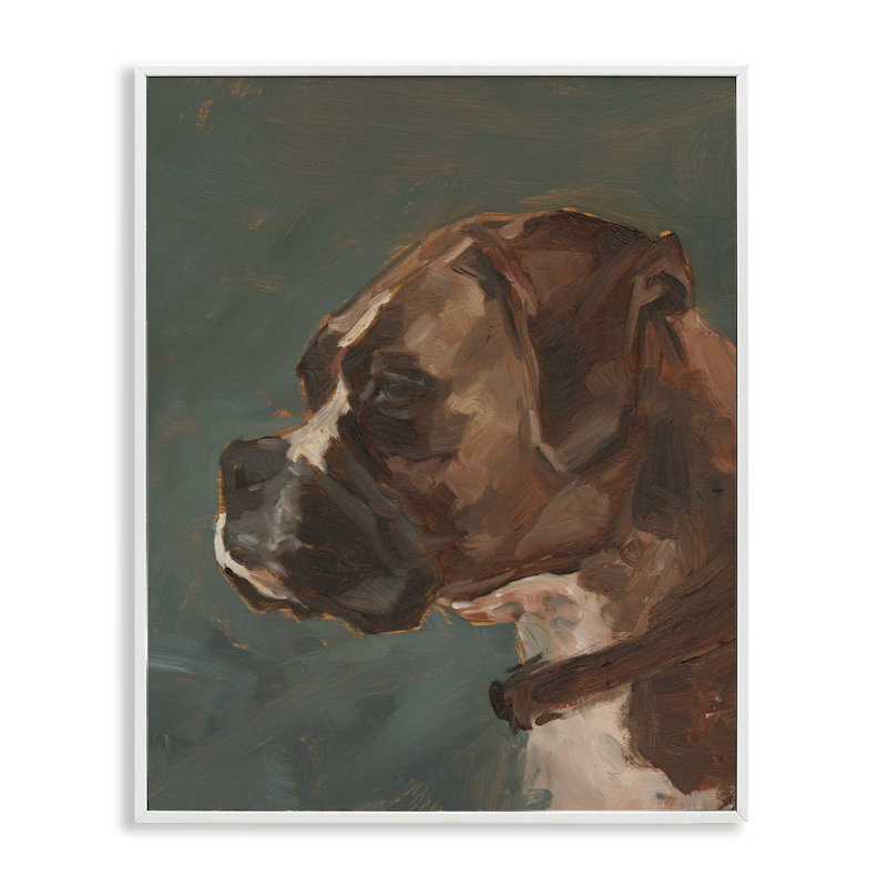 «Bulldog Gazing Portrait», art de la giclée encadrée par Ethan Harper, Estampe numérique encadrée blanc bord de mer
