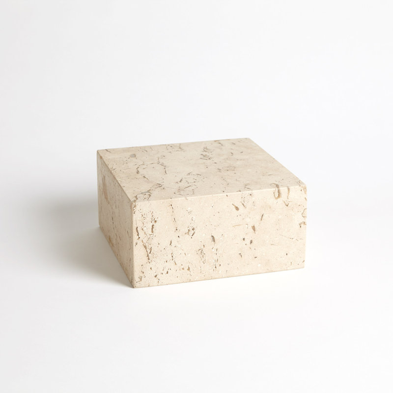 Travertine Cube Riser-Sm, 4" H x 8" W x 8" D