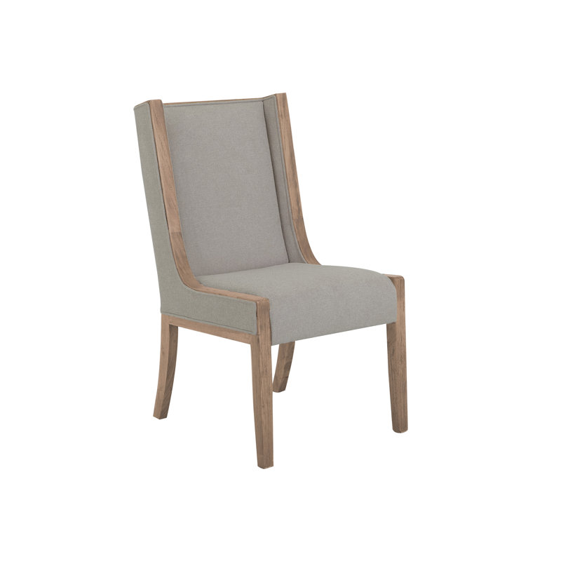Chaises avec revêtement, Bois naturel, Tissu ivoire