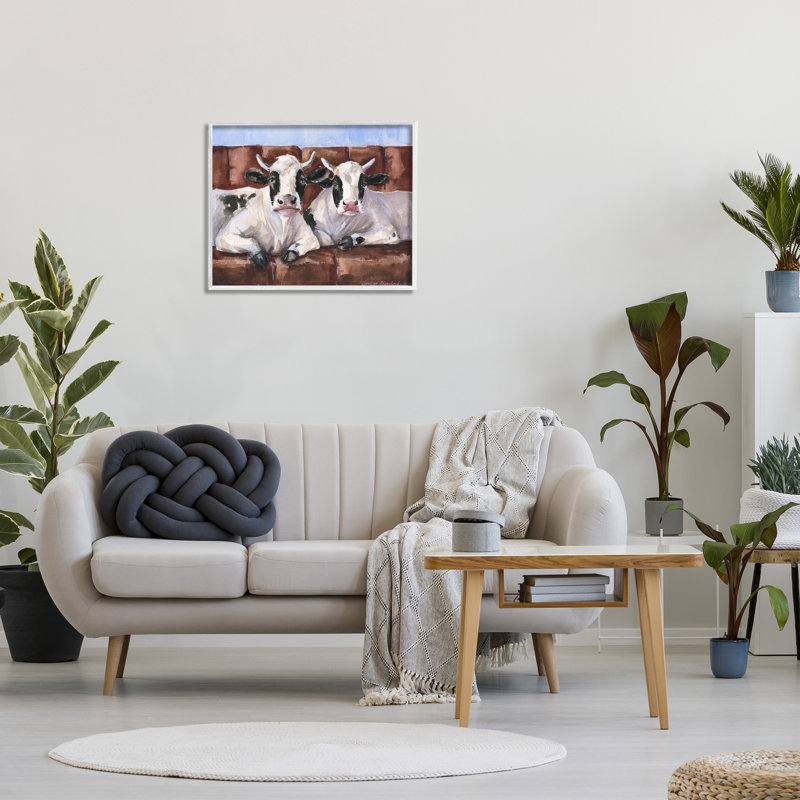 «Cows on Farmhouse Couch», art giclée par GeorgeDyachenkoArt, Giclée encadrée blanc bord de mer, H 24 po x l 30 po
