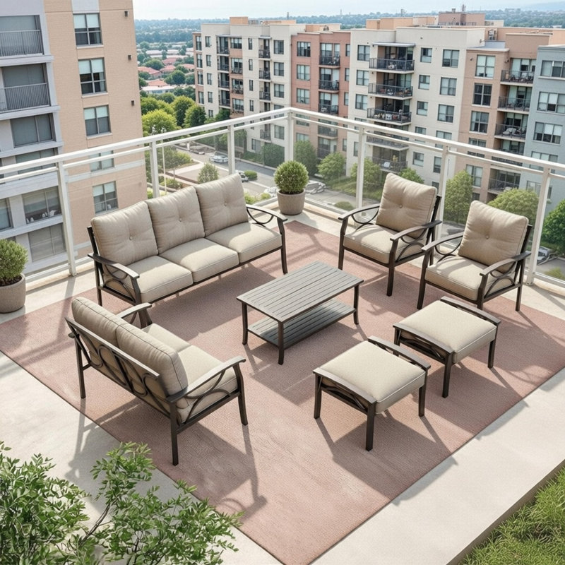 7-Piece Metal Patio Furniture Set, Beige