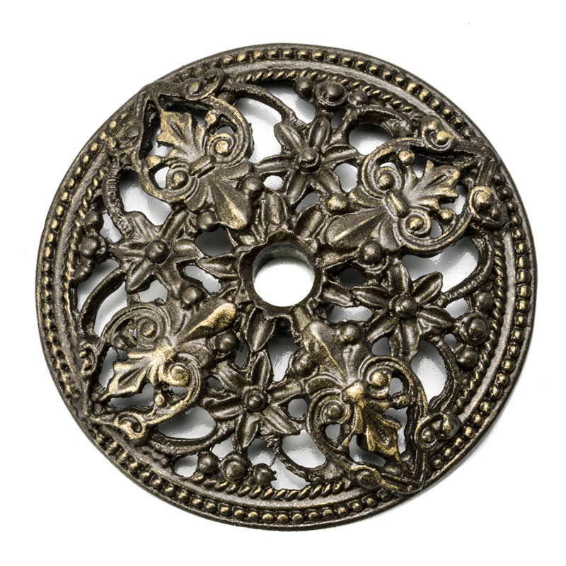 Juliane Grace escutcheon with florets in Satin, Antique Brass