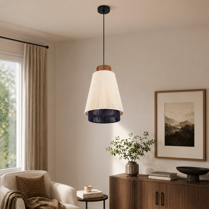 Luminaire suspendu de style bohémien à 1 lumière à intensité variable (ampoule incluse)