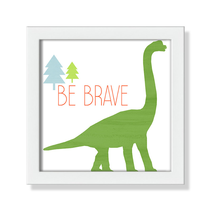 Dino Brave 1 ', art encadré, 8" H x 8" W x 1.18" D, Encadré de boîte blanc