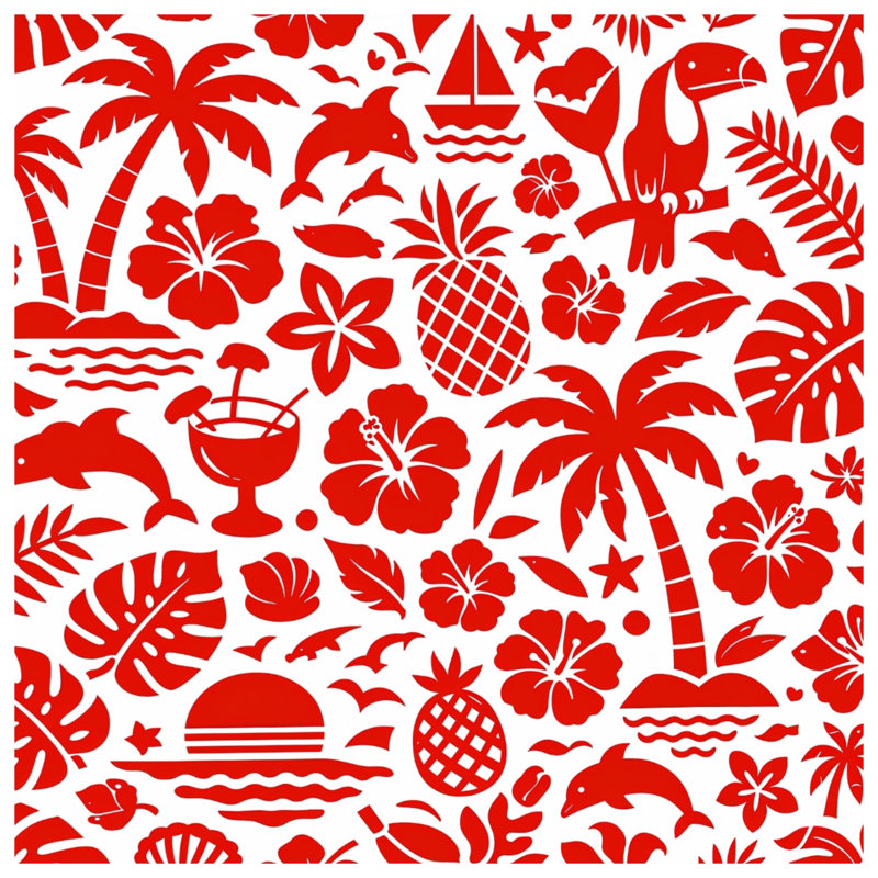 Tropical Beach Icons Blankets, 50in W x 60in H