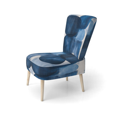 Chaise rembourrée Abstract Shapes - Cercles abstraits et grilles dans des tons froids I