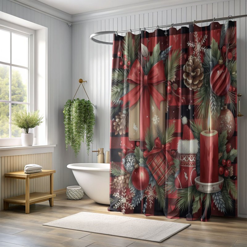 Rideaux de douche 1 pièce Winter Grids, H 74 po x l 71 po