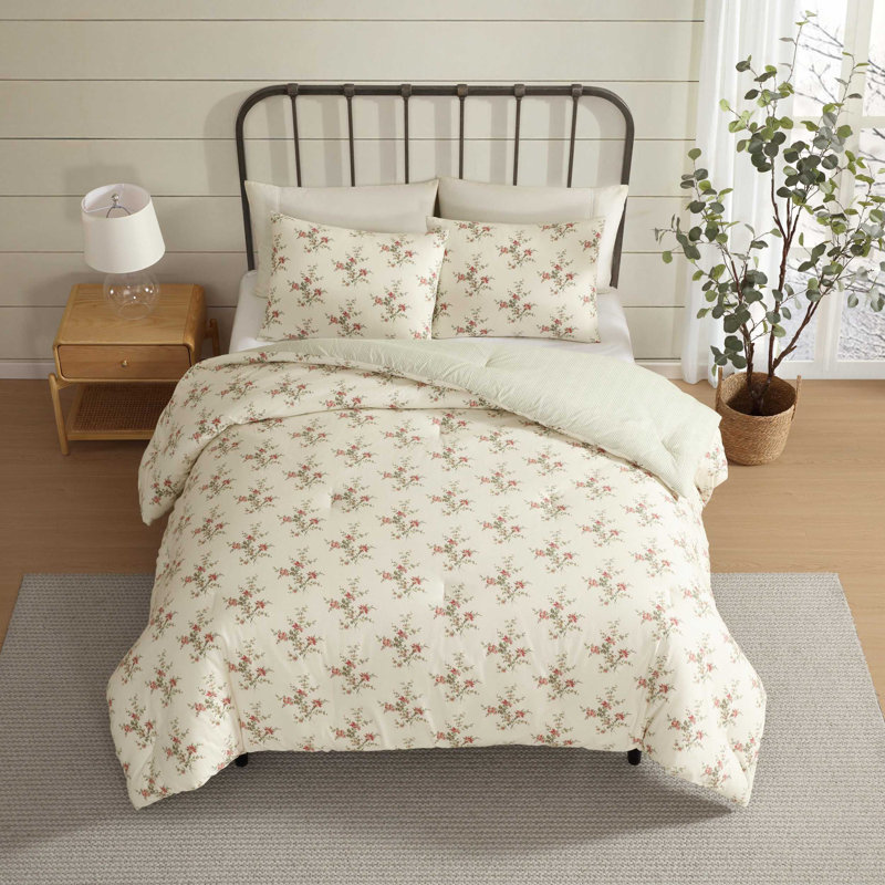 Ensemble d'édredon en flanelle de coton rouge Laura Ashley Jessika, Édredon simple