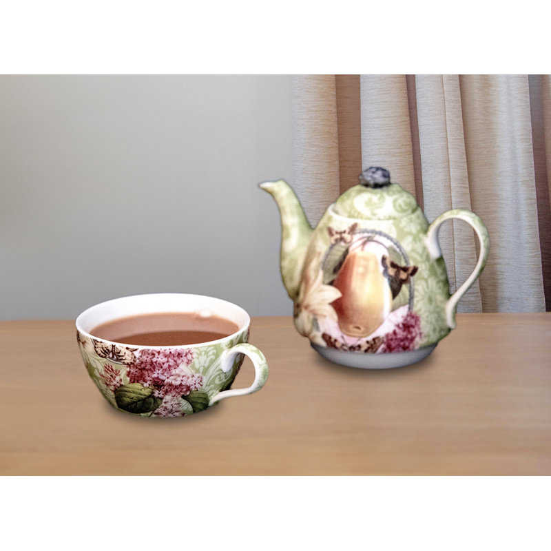Ebern Designs Brooksby 0.3ml Floral Teapot