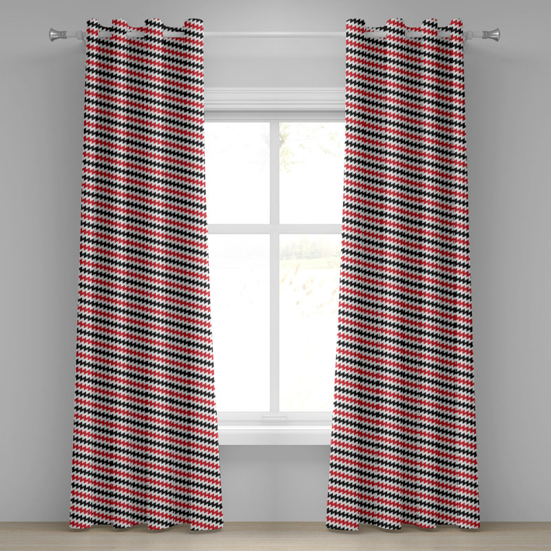 Rideau décoratif rouge à œillets 2 panneaux Red Barrel Studio®, 50 po x 54 po, blanc vermillon, L 50 po x L 108 po