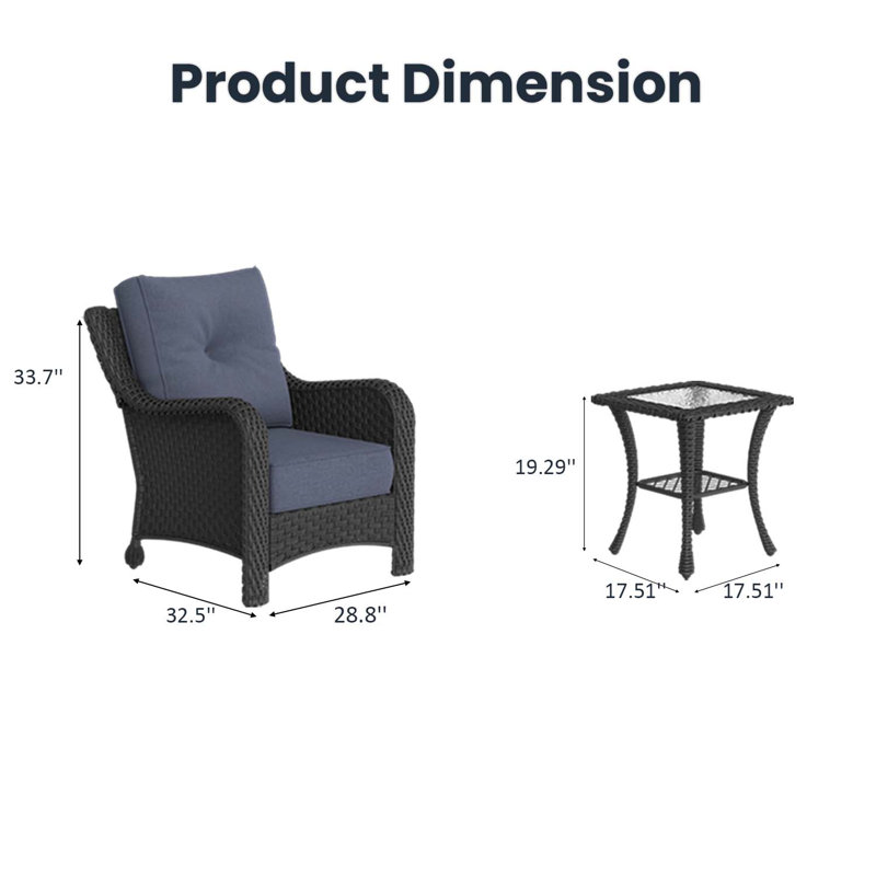Metal Outdoor Lounge Chair, Navy, Black