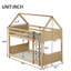 Lit superposé au sol avec tête de lit, pied de lit et garde-corps, échelle, lit superposé en bois d'hévéa House