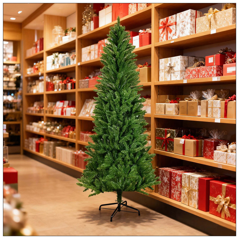 Arbre de Noël classique avec des branches denses, convient pour Halloween et Noël, H 6 pi