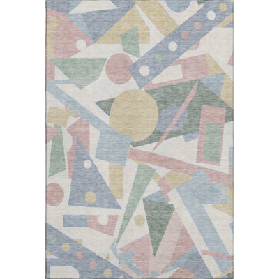 Premium Machine Washable Mehara AMF1693 Geometric Rug